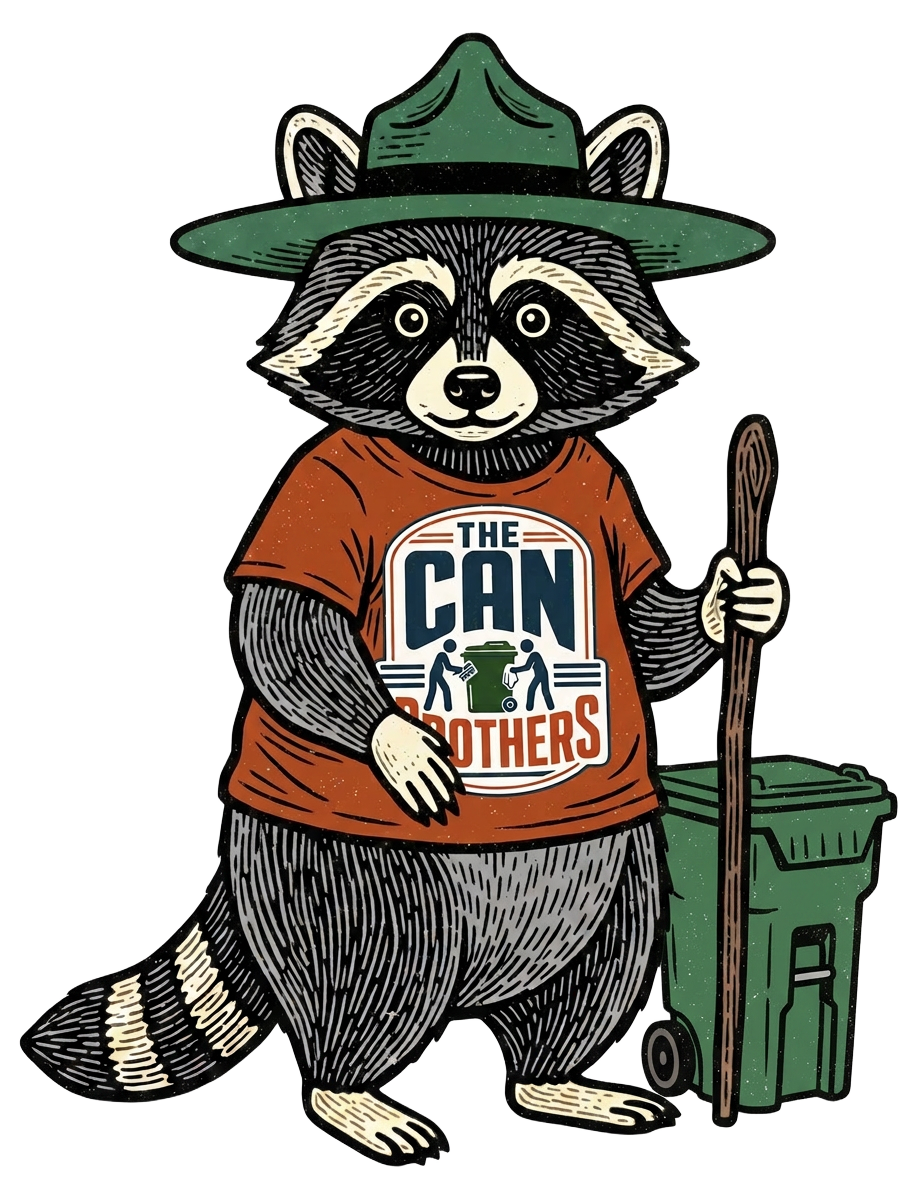 The Can Brothers raccoon mascot