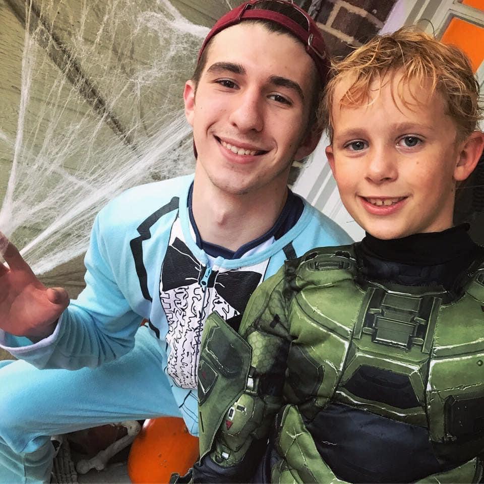 The brothers as kids on Halloween