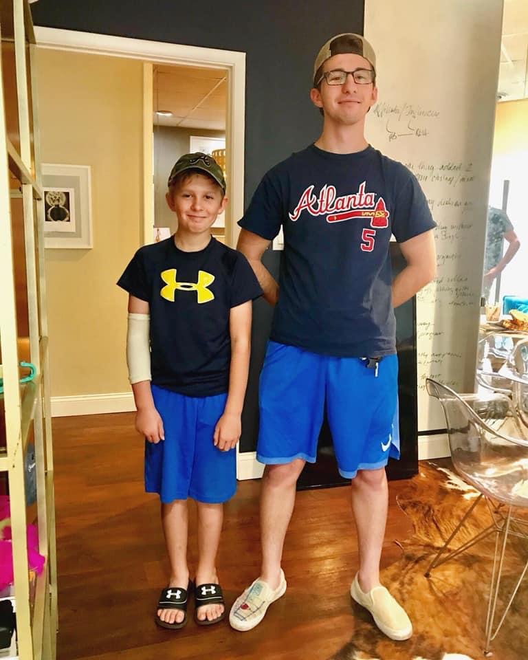 The brothers hanging out at home